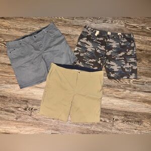Men's Khaki, Gray & Camouflage Casual Shorts Pack of 3😀 size:46